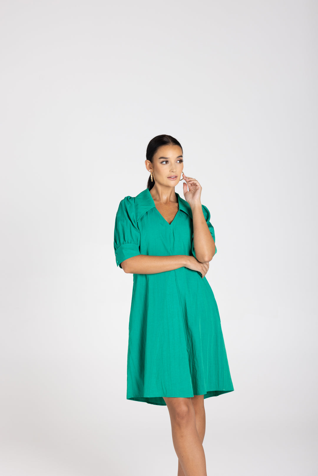 V Neck Dress w Collar