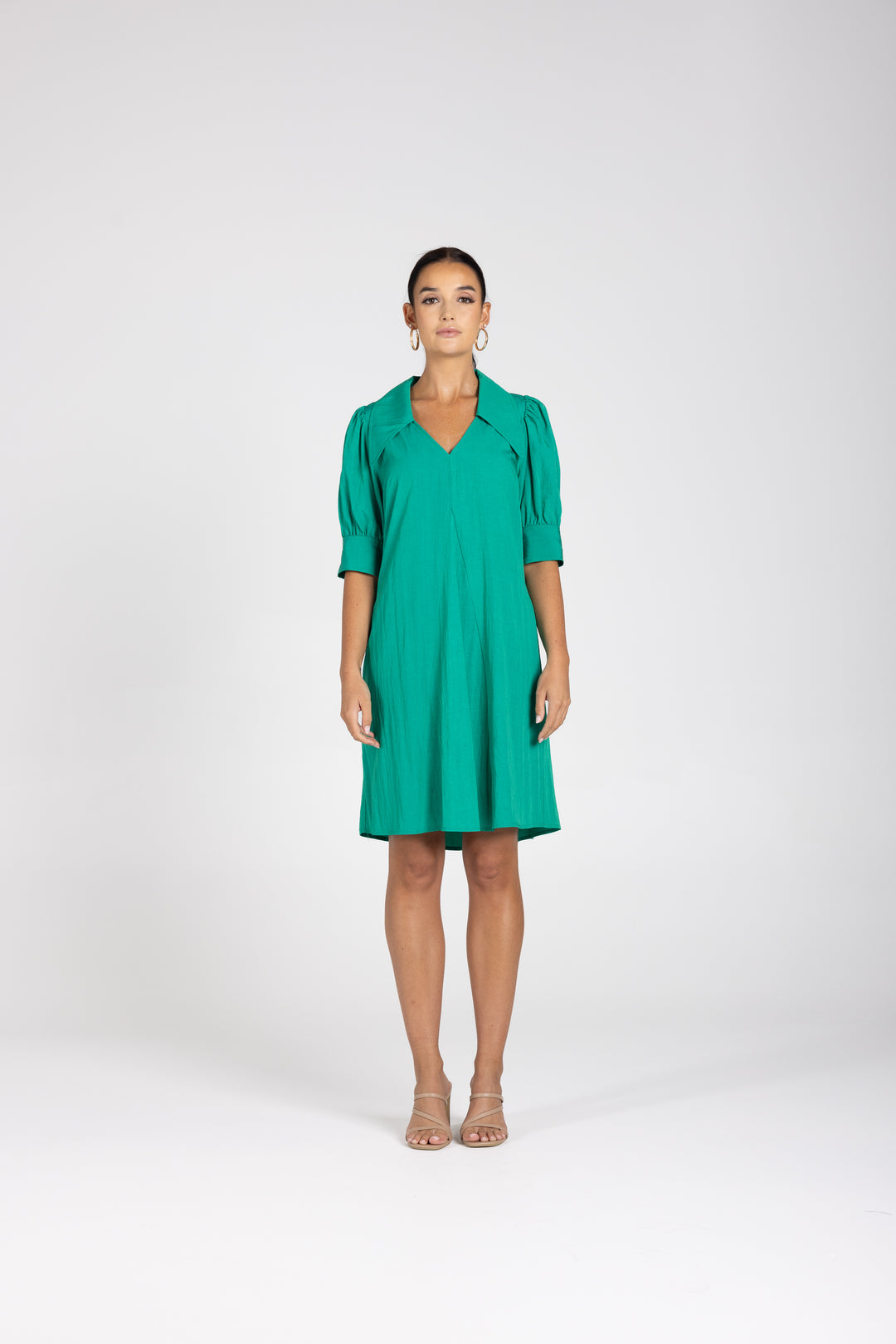 V Neck Dress w Collar