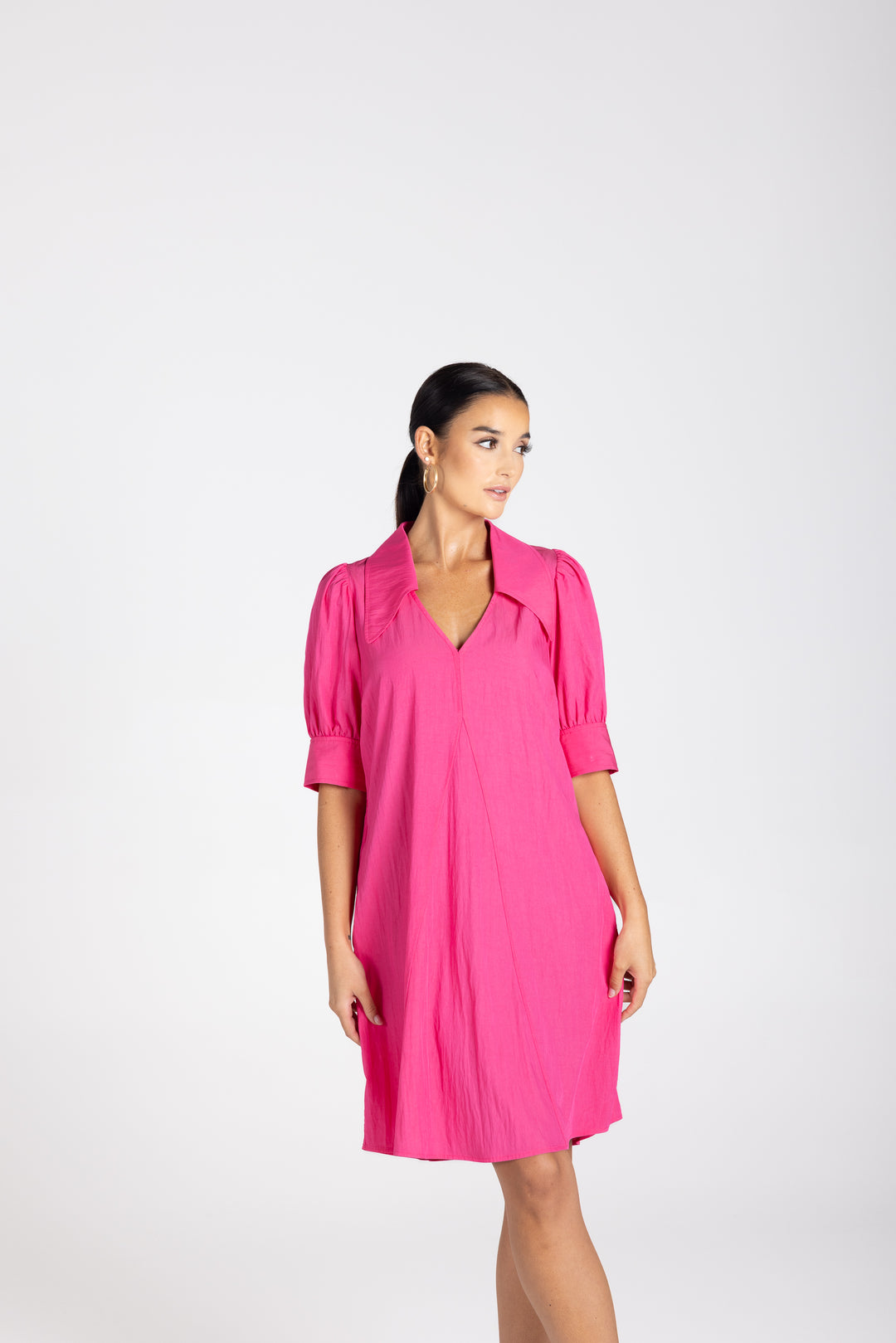 V Neck Dress w Collar