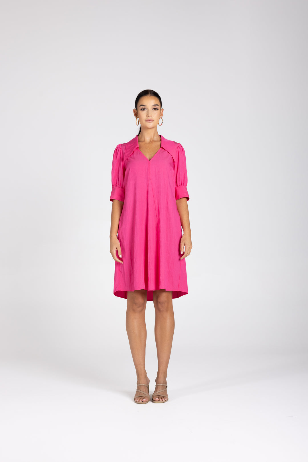 V Neck Dress w Collar