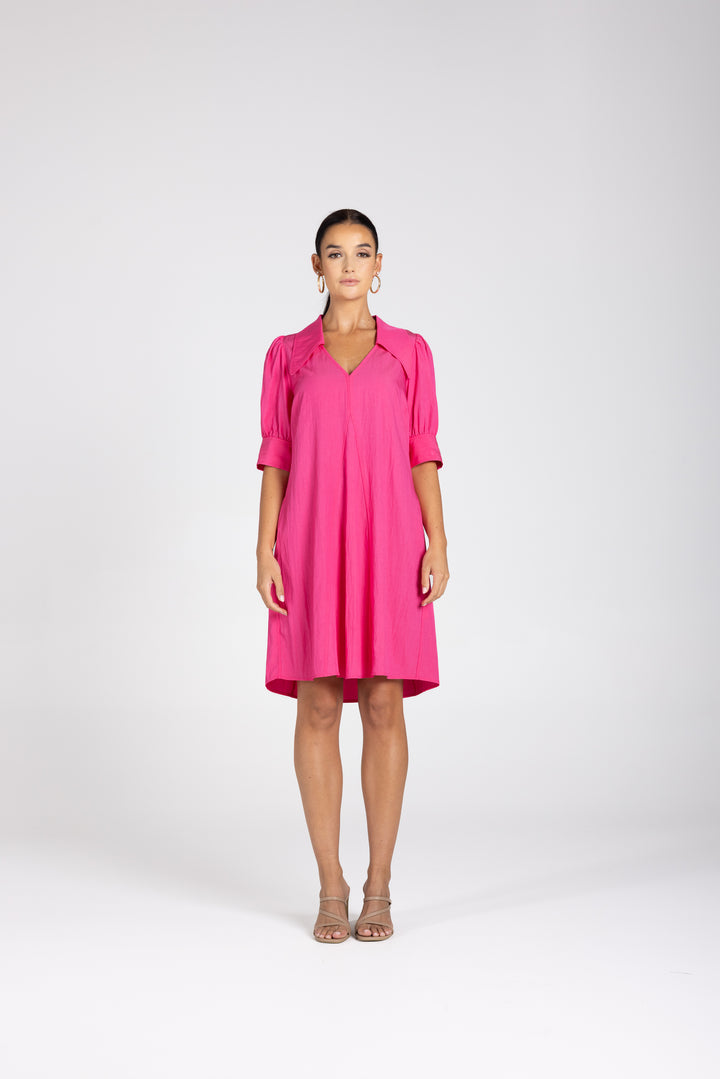 V Neck Dress w Collar
