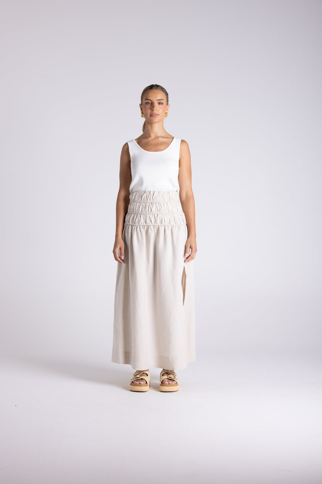 Gathered Midi Skirt