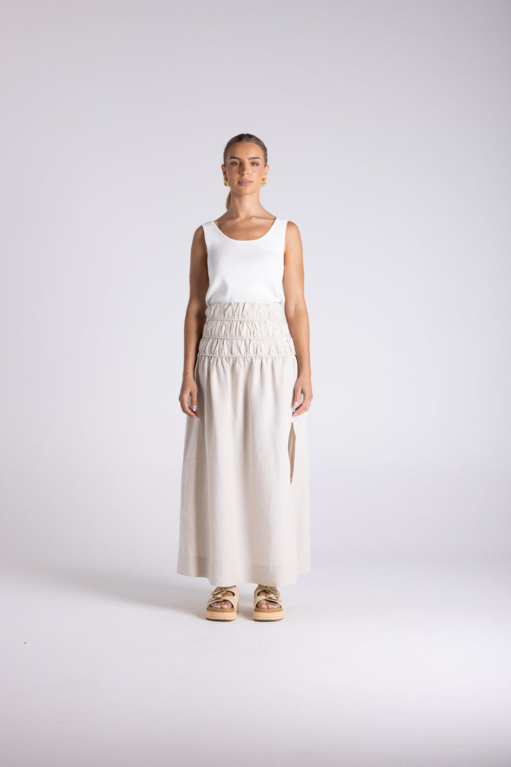Gathered Midi Skirt