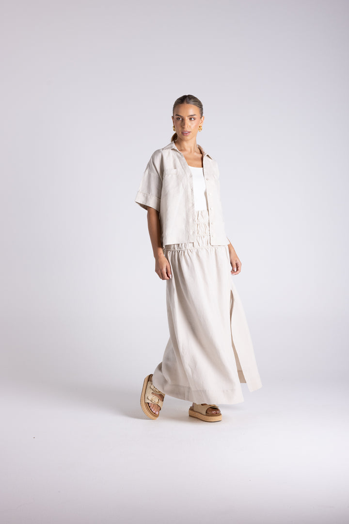 Gathered Midi Skirt
