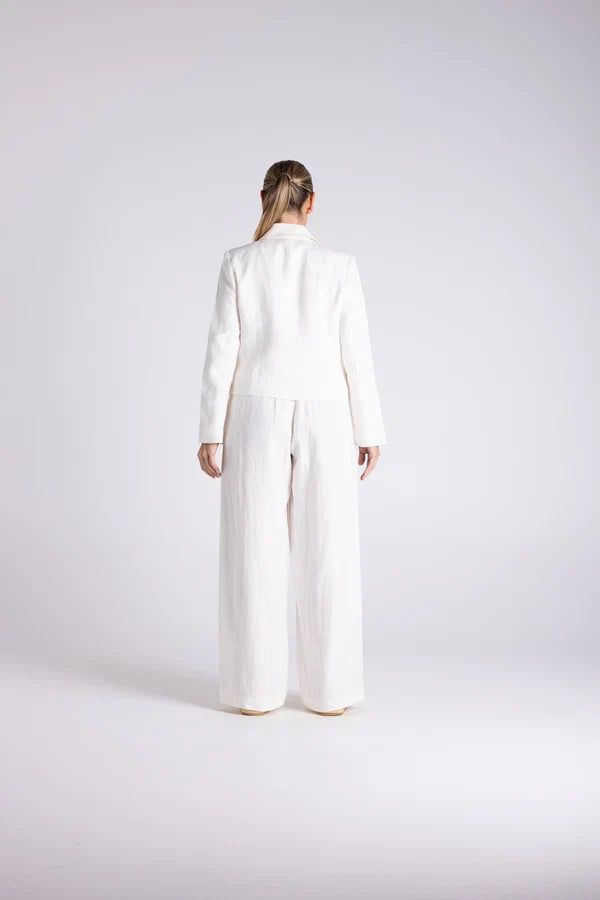 Tweed Linen Crop Blazer