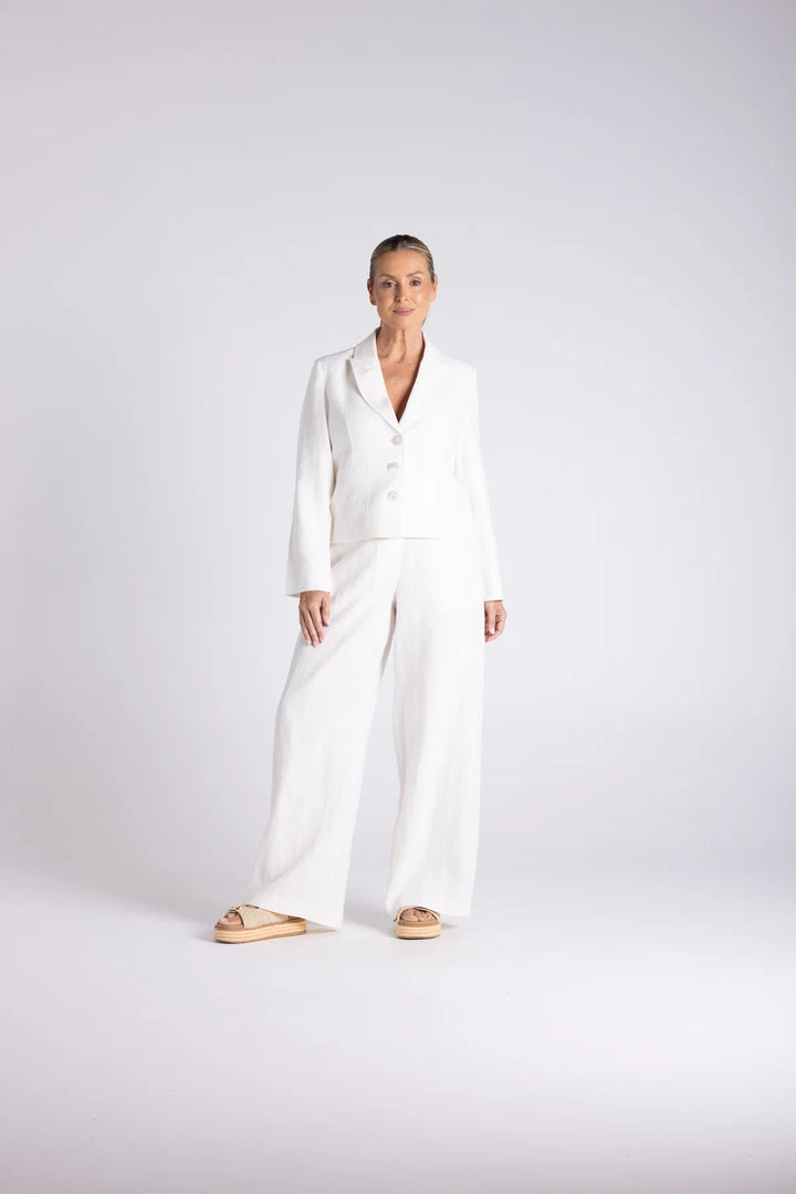 Tweed Linen Crop Blazer