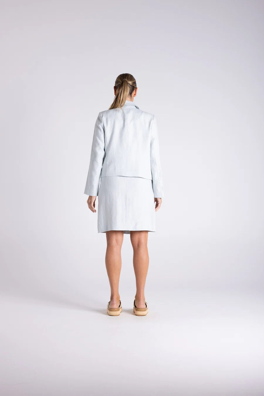 Tweed Linen Crop Blazer