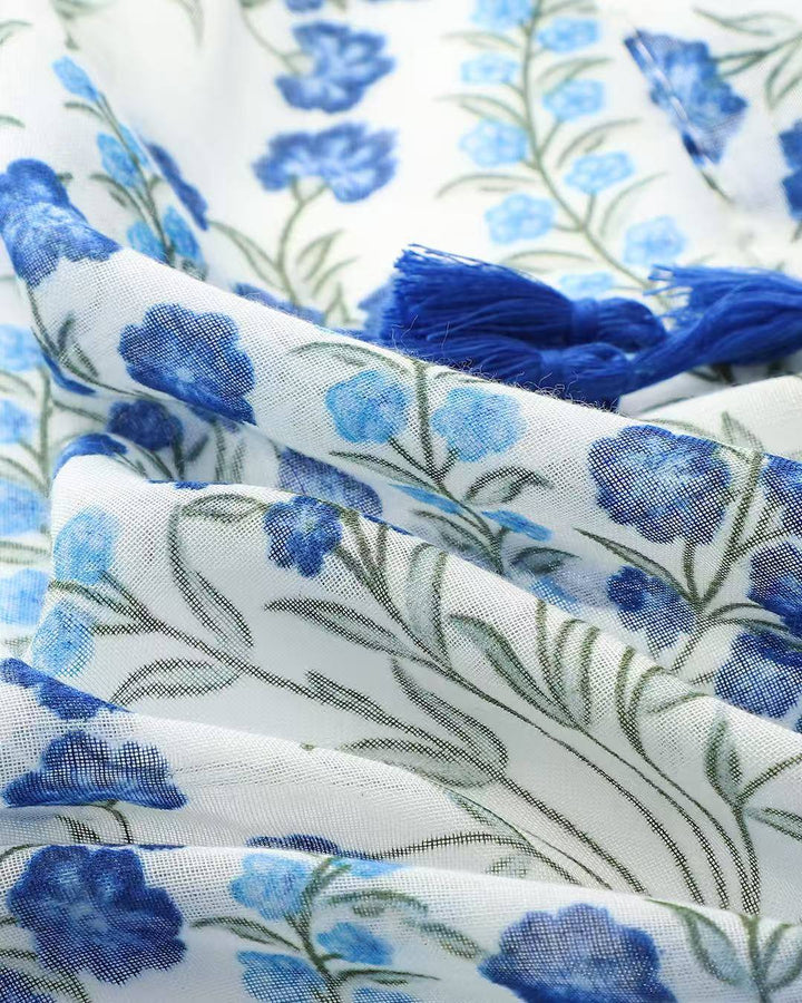 Clara Blue Floral Field Scarf