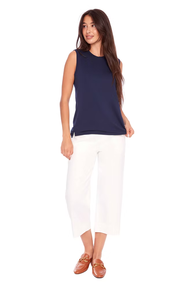 Denim Cropped Wide-Leg Pant
