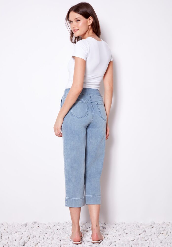 Denim Cropped Wide-Leg Pant