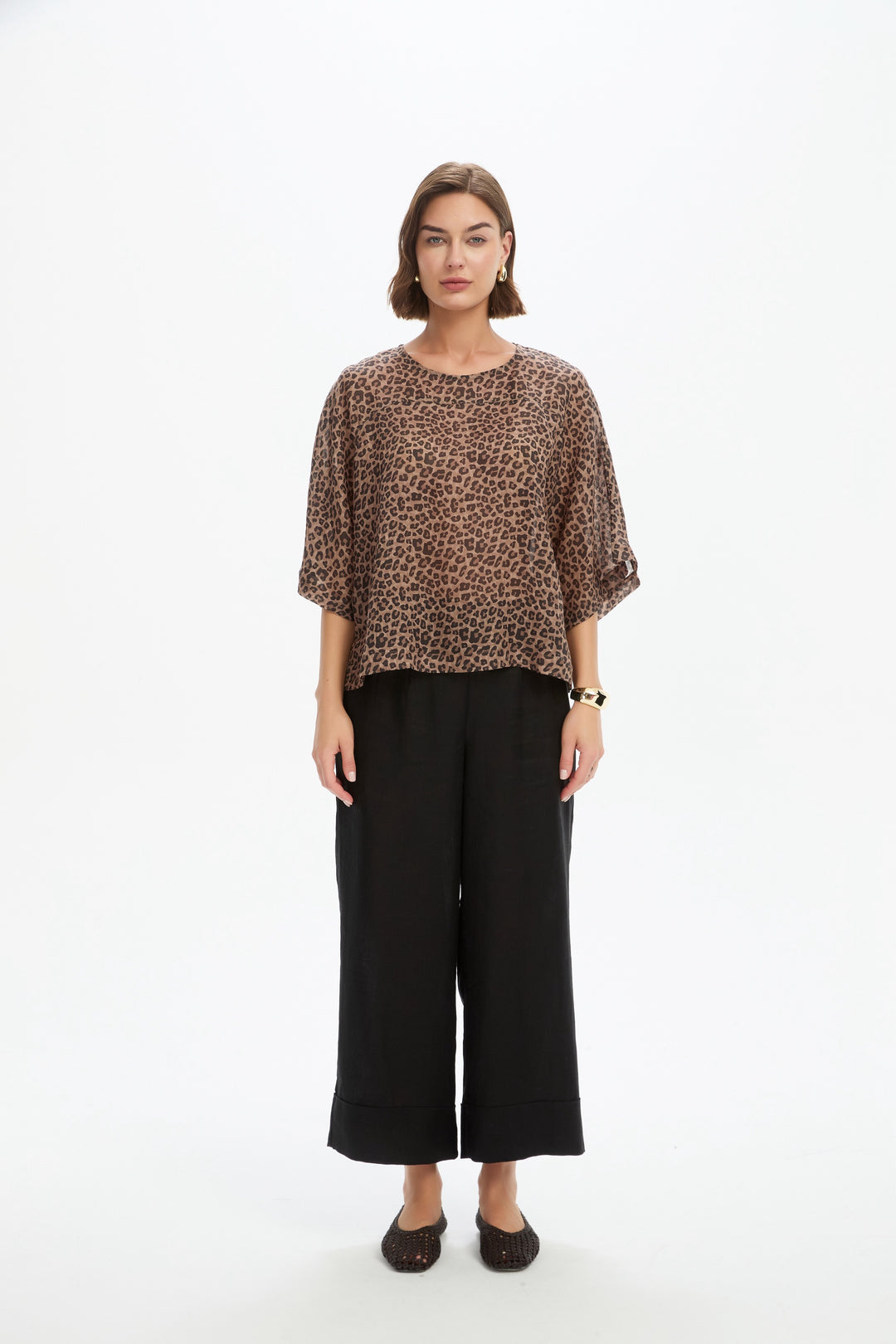 Sheer Print Top- Choc Leopard
