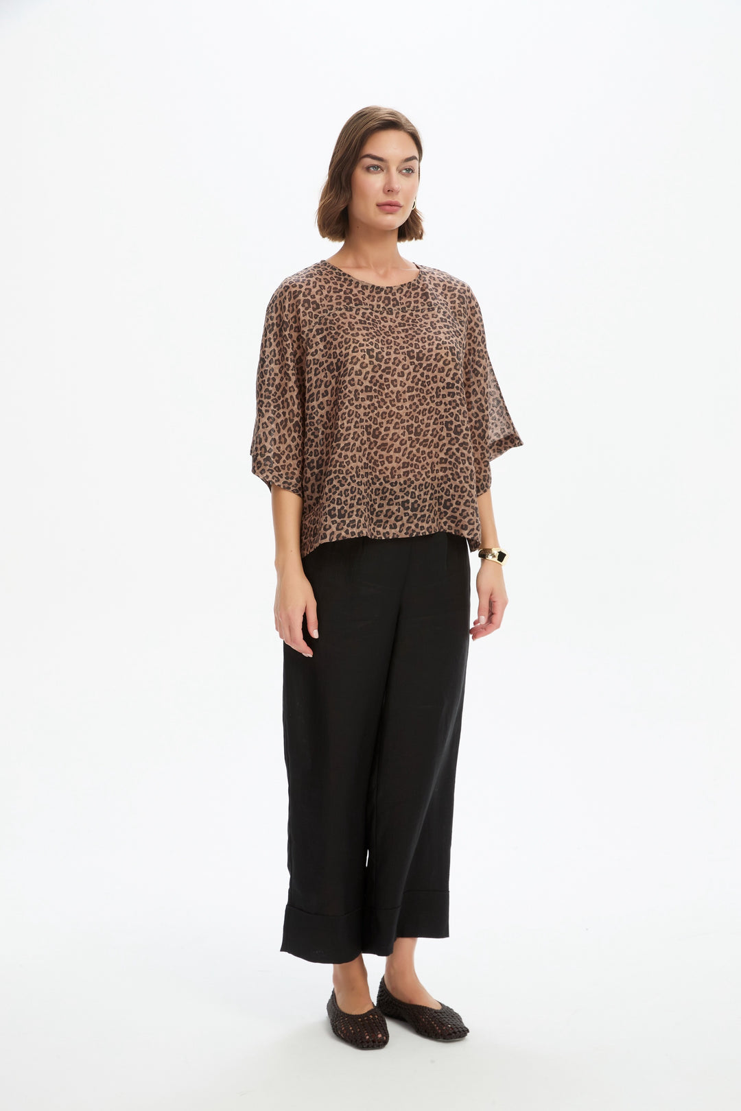 Sheer Print Top- Choc Leopard