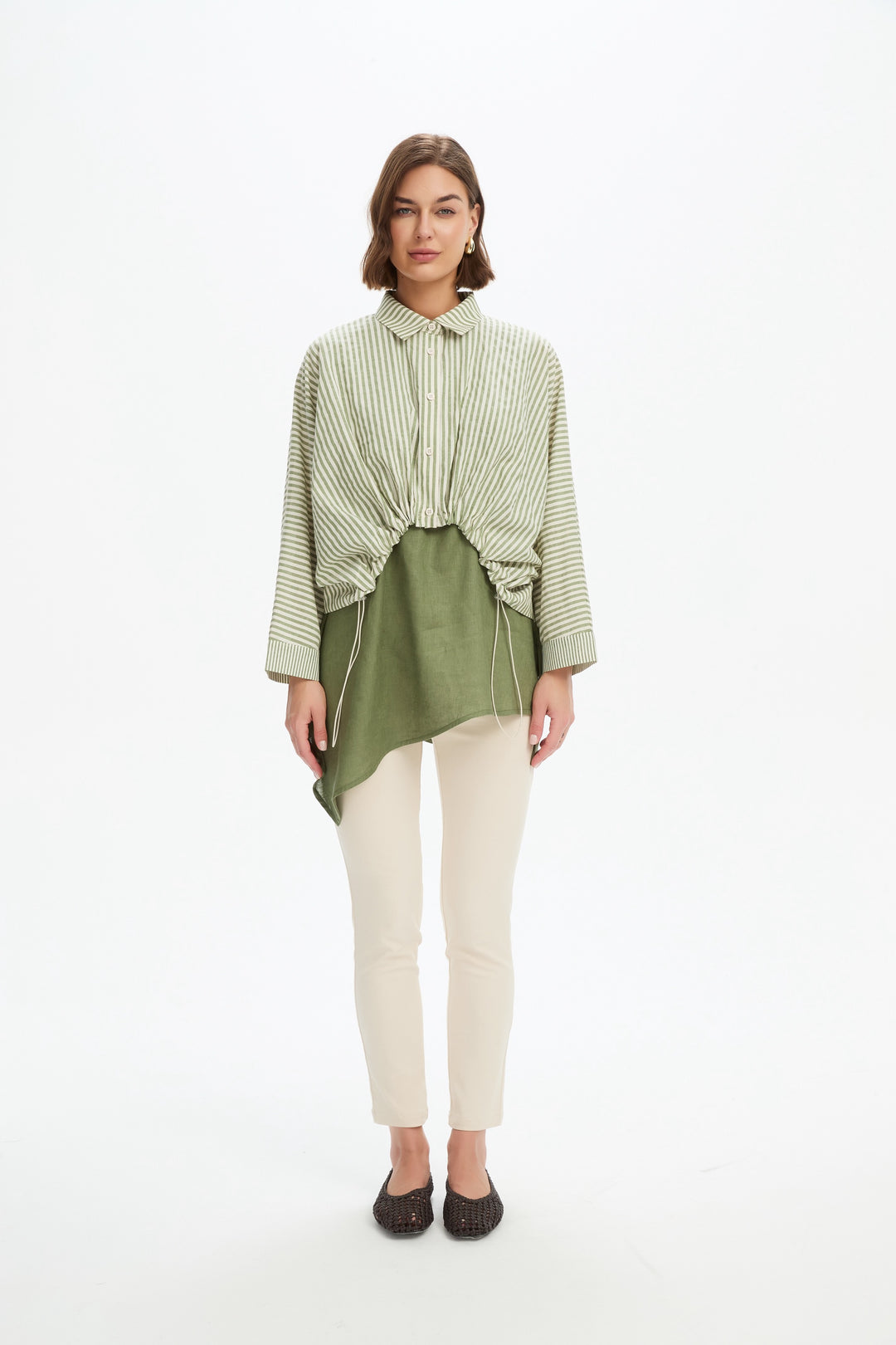 Wide Crop Stripe Overshirt