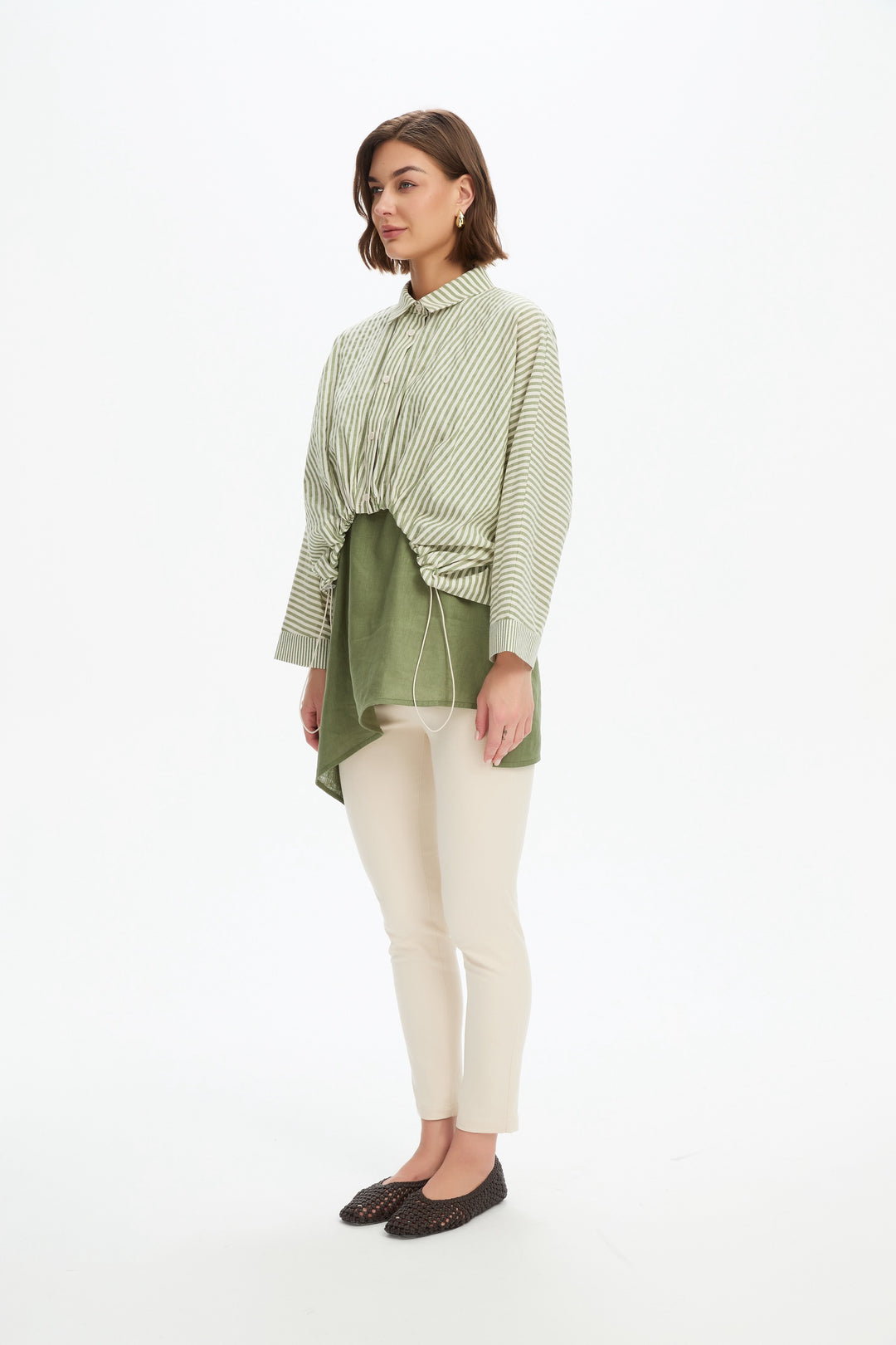 Wide Crop Stripe Overshirt