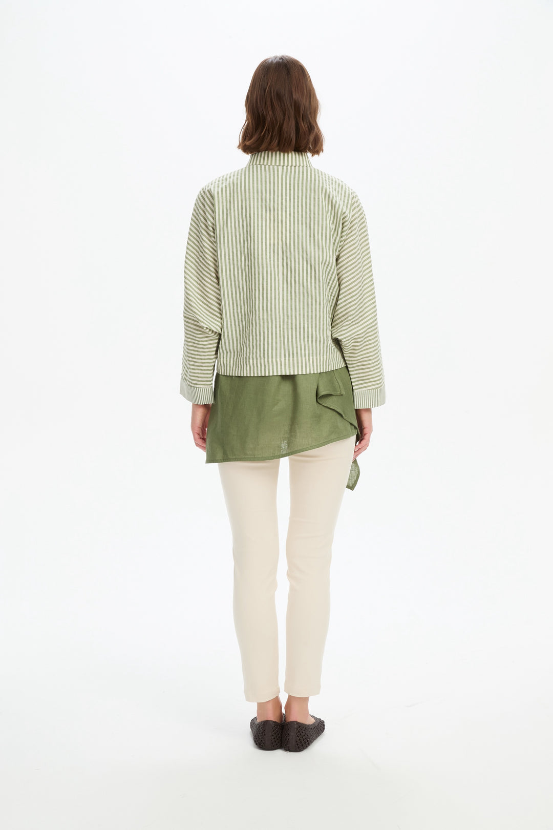 Wide Crop Stripe Overshirt