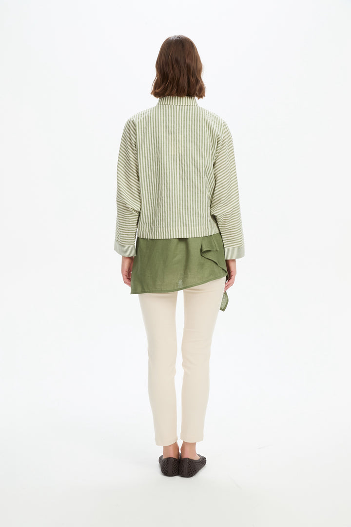 Wide Crop Stripe Overshirt