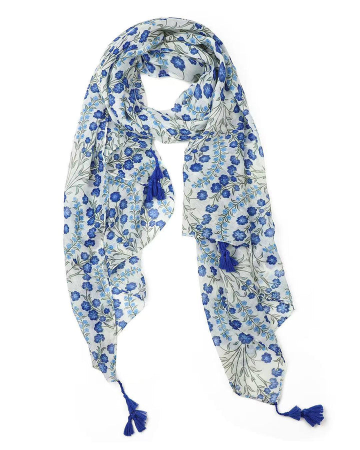 Clara Blue Floral Field Scarf