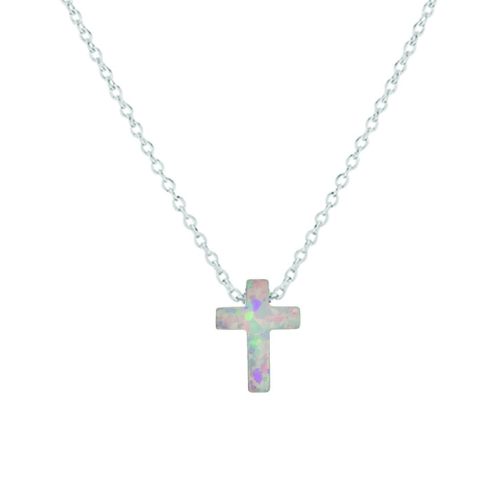 Sterling Silver Opalite cross necklace