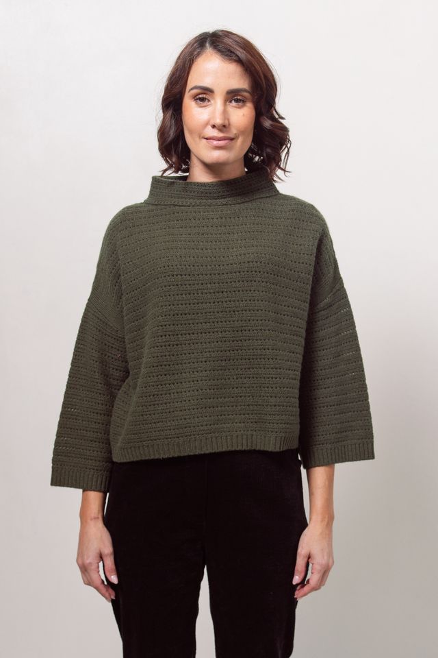 7/8 Pointelle Knit Top