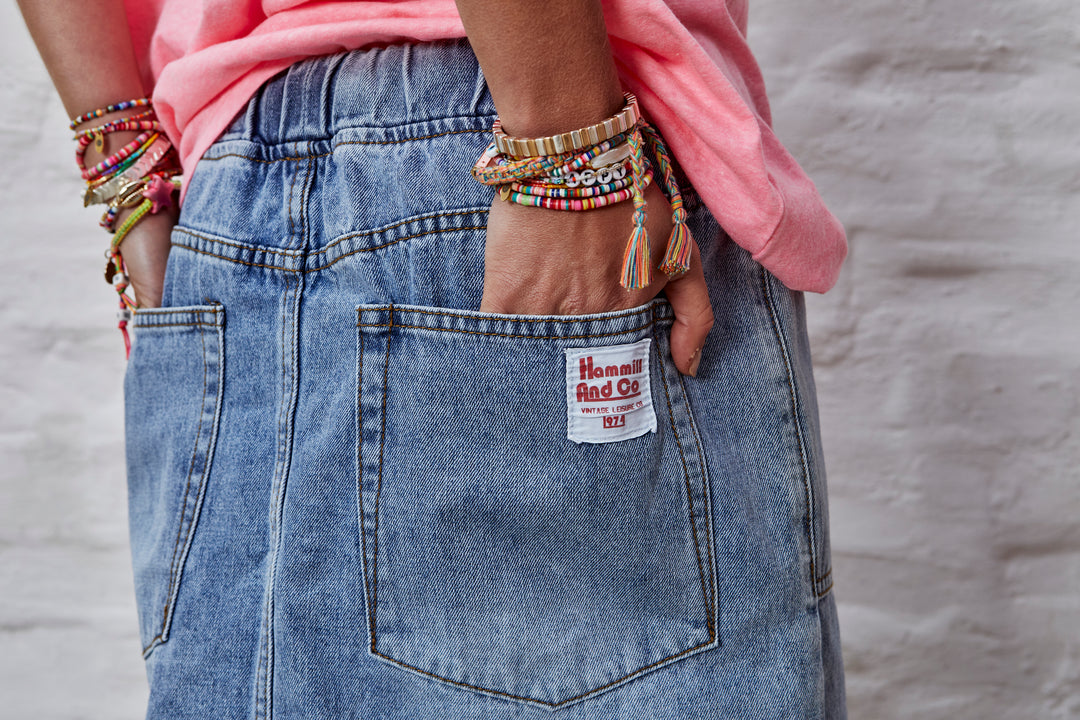 DENIM SKIRT WITH ELASTIC WAIST