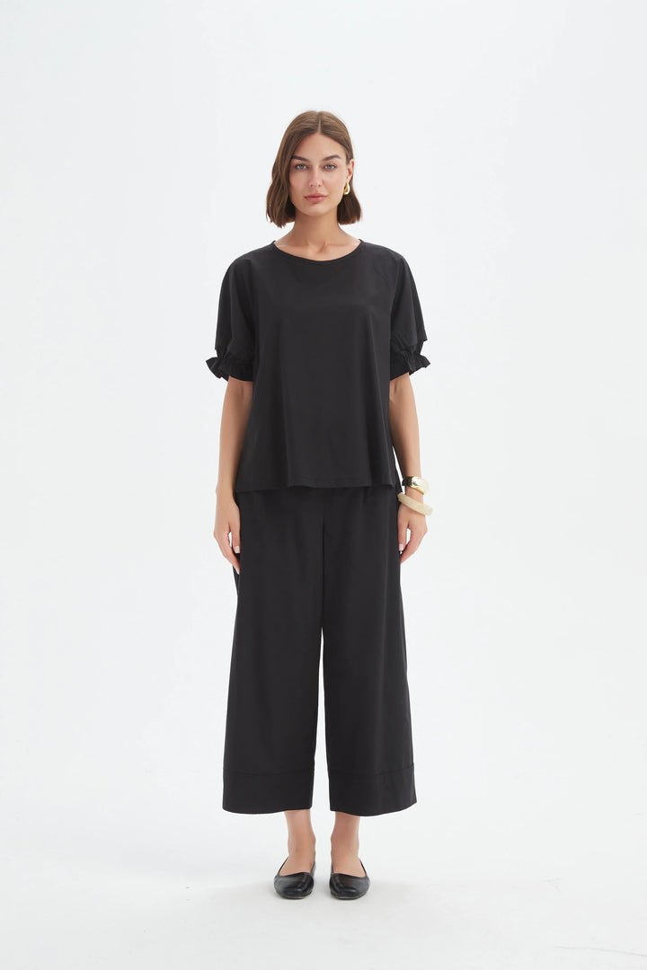 Ruffle Sleeve Lyocell Top