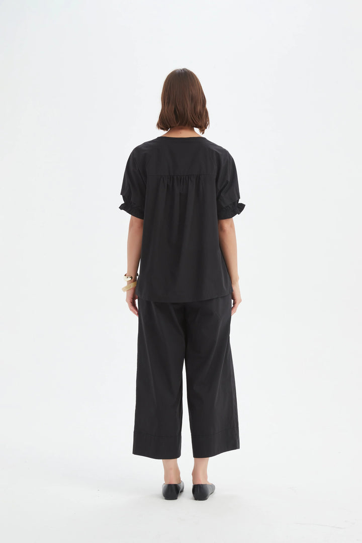Ruffle Sleeve Lyocell Top