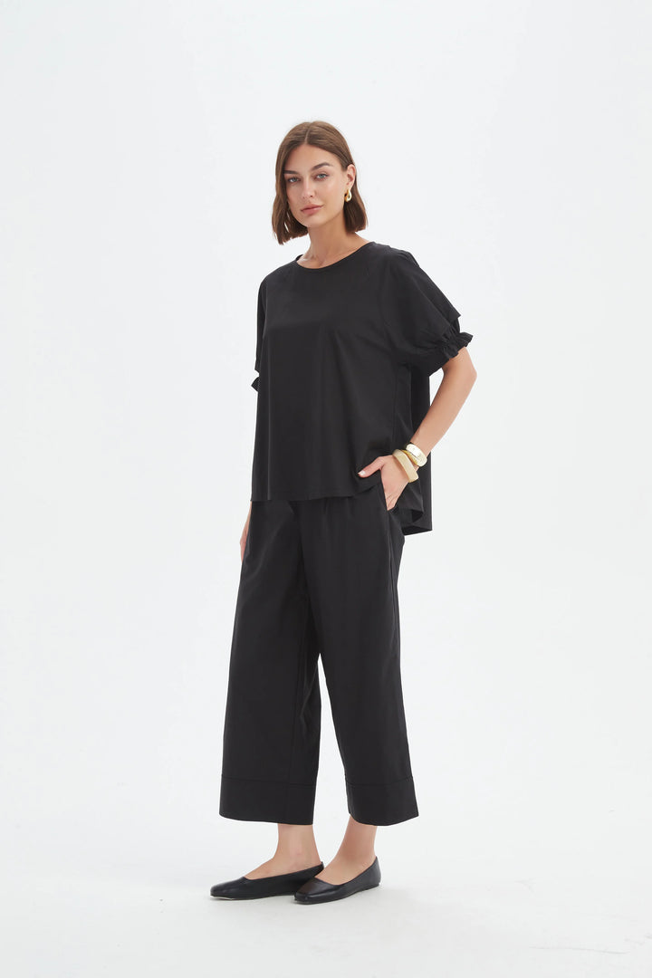 Ruffle Sleeve Lyocell Top