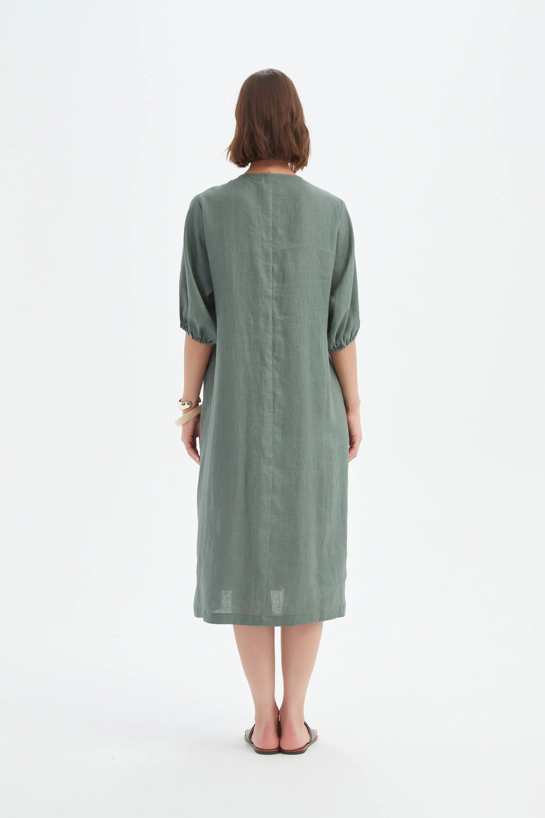 Puff Sleeve Gather Front Dress