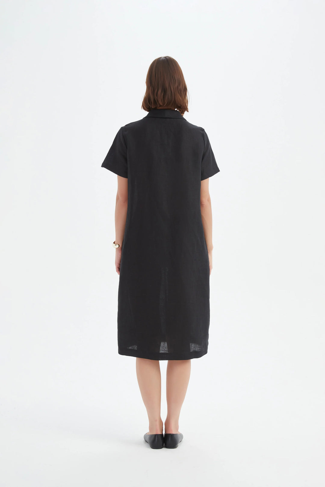 Shawl Collar Pleat Dress