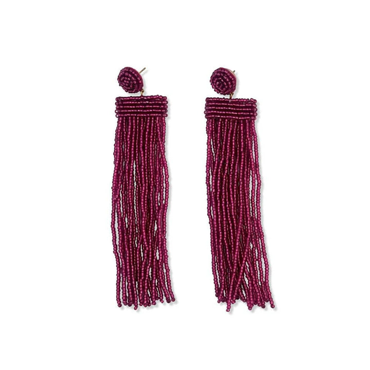 Beaded Tassel Statement Earrings