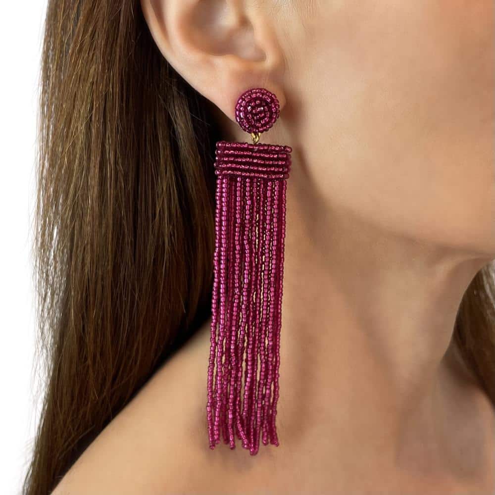 Beaded Tassel Statement Earrings