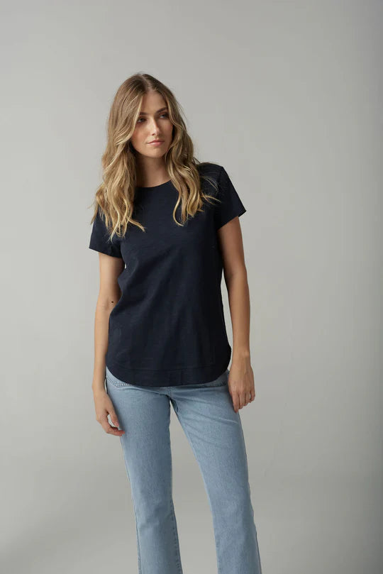 Shaped Hem Tee - Navy
