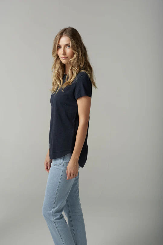 Shaped Hem Tee - Navy