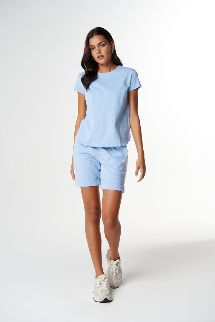 Shaped Hem Tee - Skyway Blue