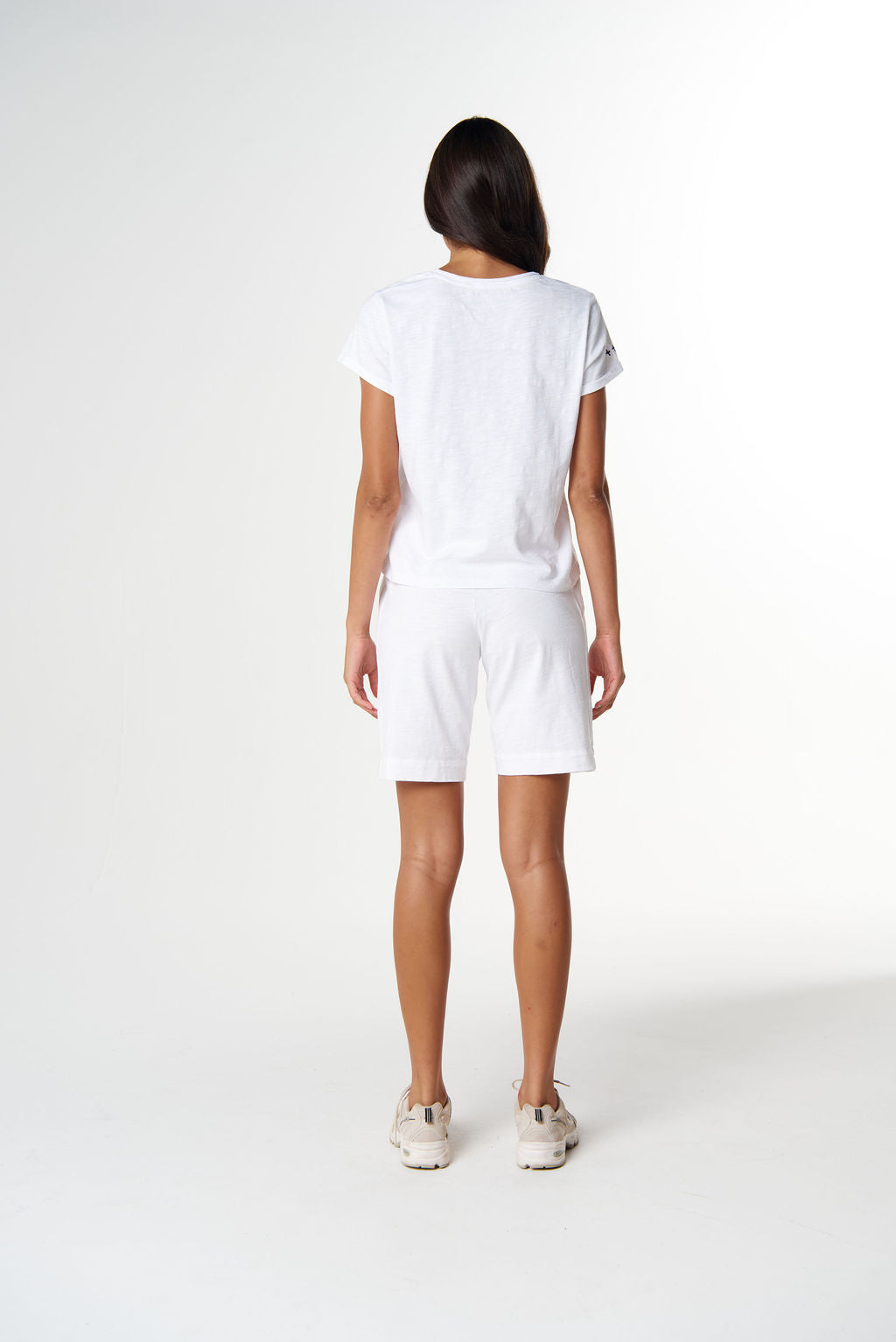 Irregular Embroidered V Neck Tee