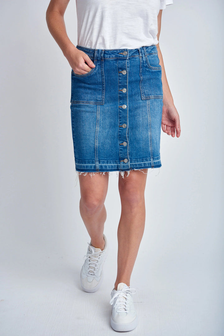 Denim Knee Length Skirt