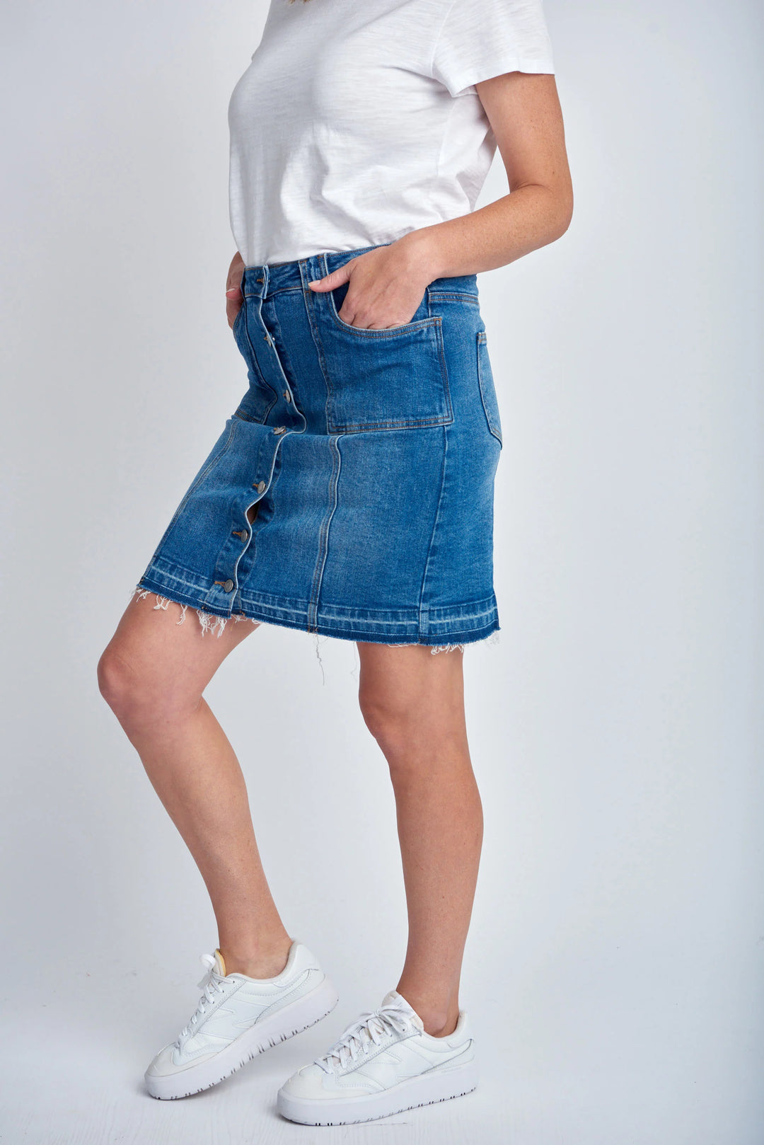 Denim Knee Length Skirt