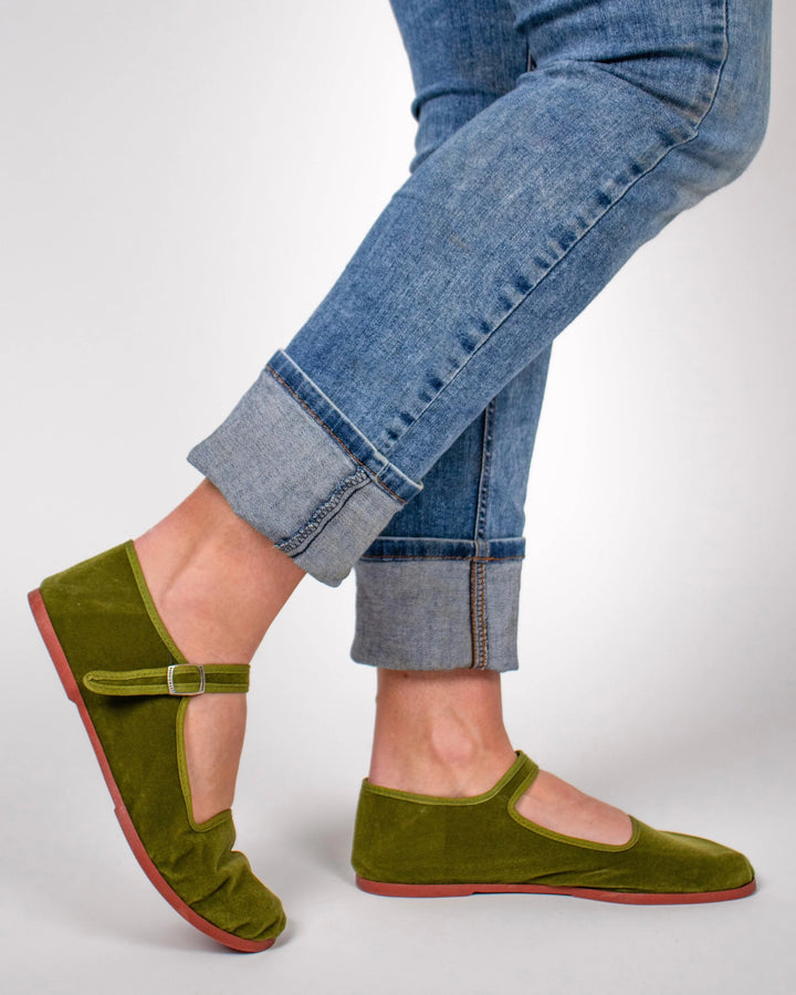 Happy Shoes - Olive Velvet