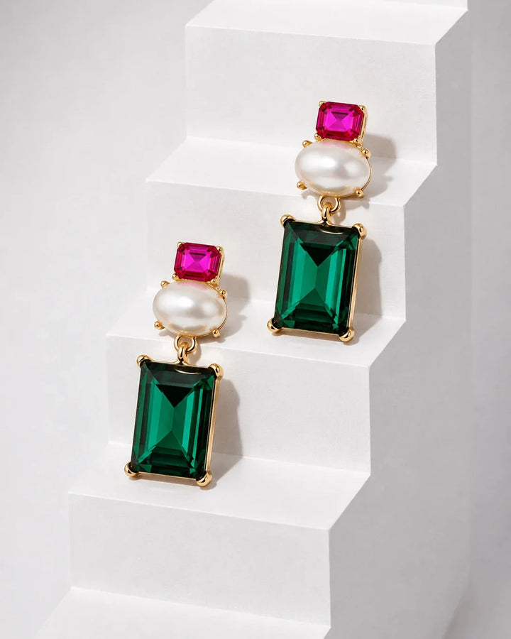 Matilda Crystal and Faux Pearl Earrings