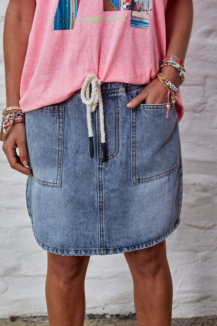 DENIM SKIRT WITH ELASTIC WAIST