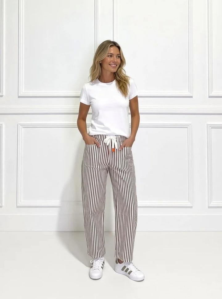Carter Barrel Jean- Choc Stripe