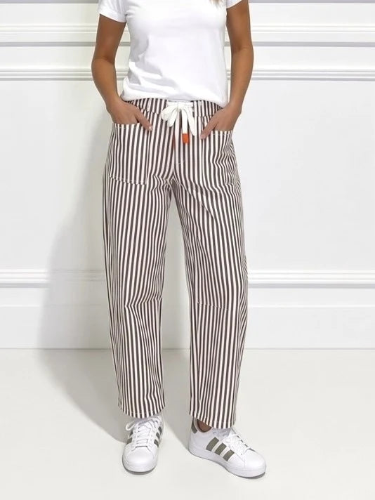 Carter Barrel Jean- Choc Stripe