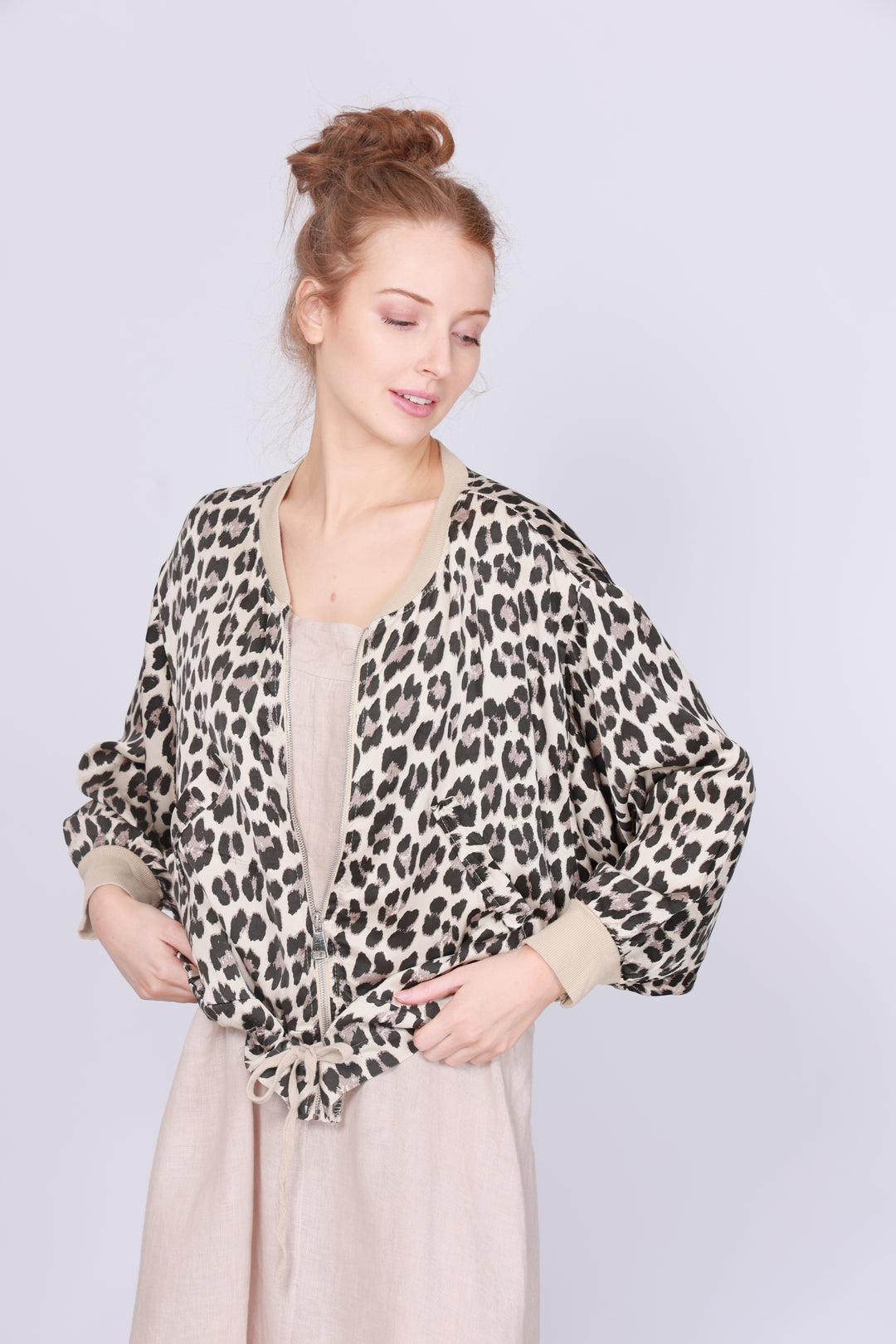Silky Leopard Bomber