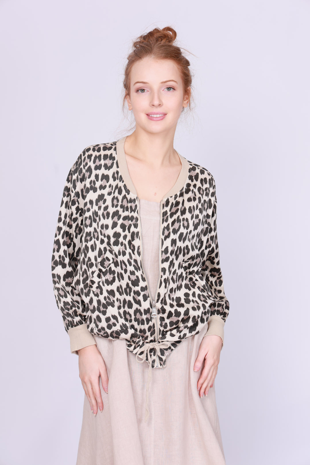 Silky Leopard Bomber