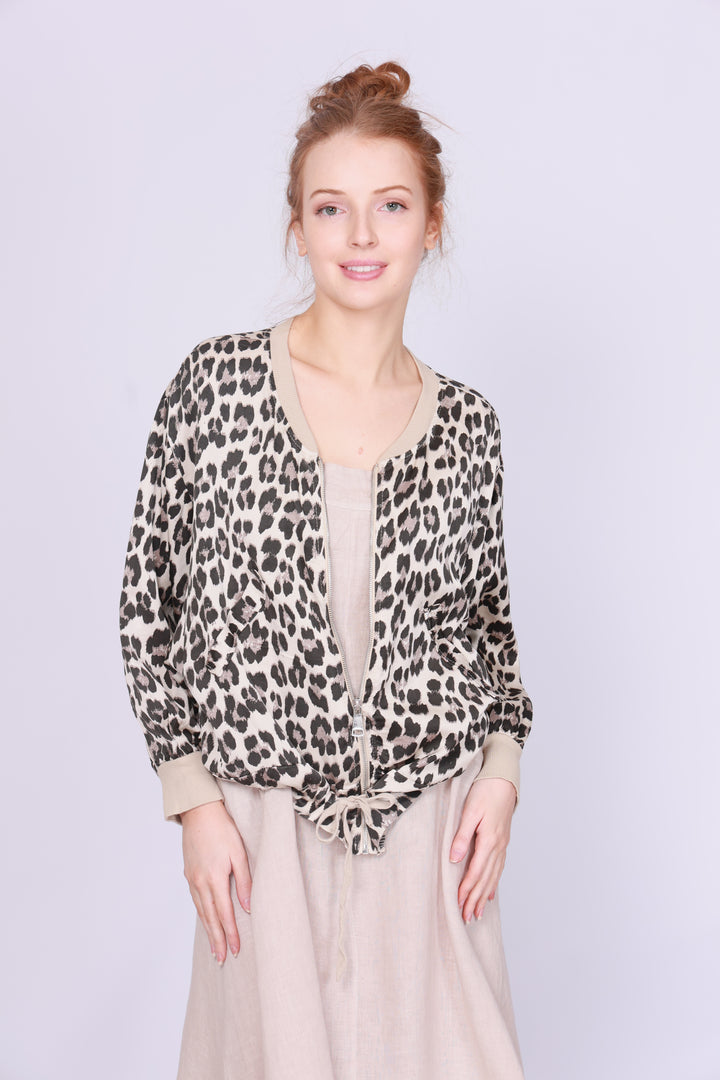 Silky Leopard Bomber