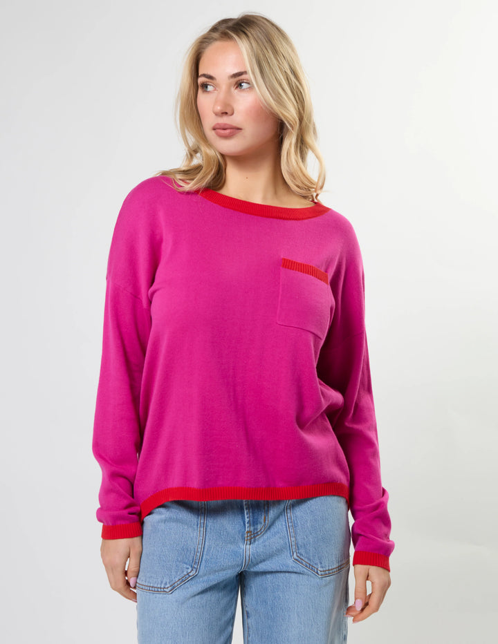 Street Pocket Jumper- Hot Pink