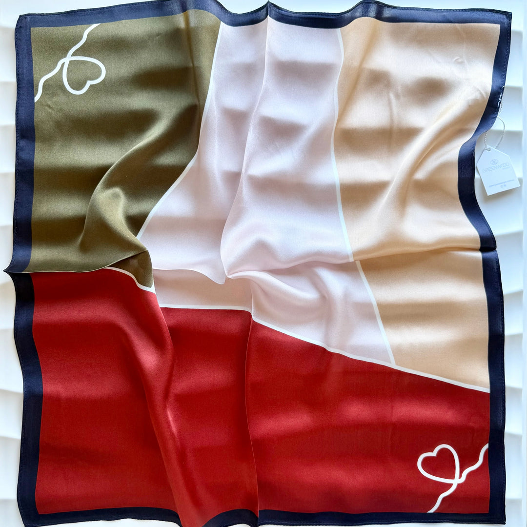 Silk Abstract Heart Neck Scarf