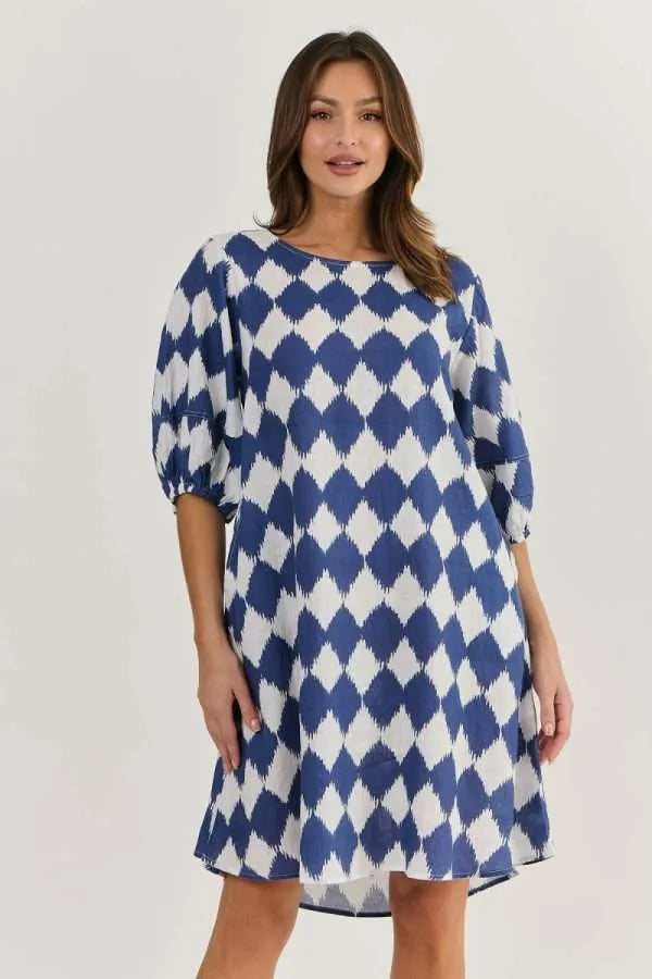 Harlequin Linen Dress