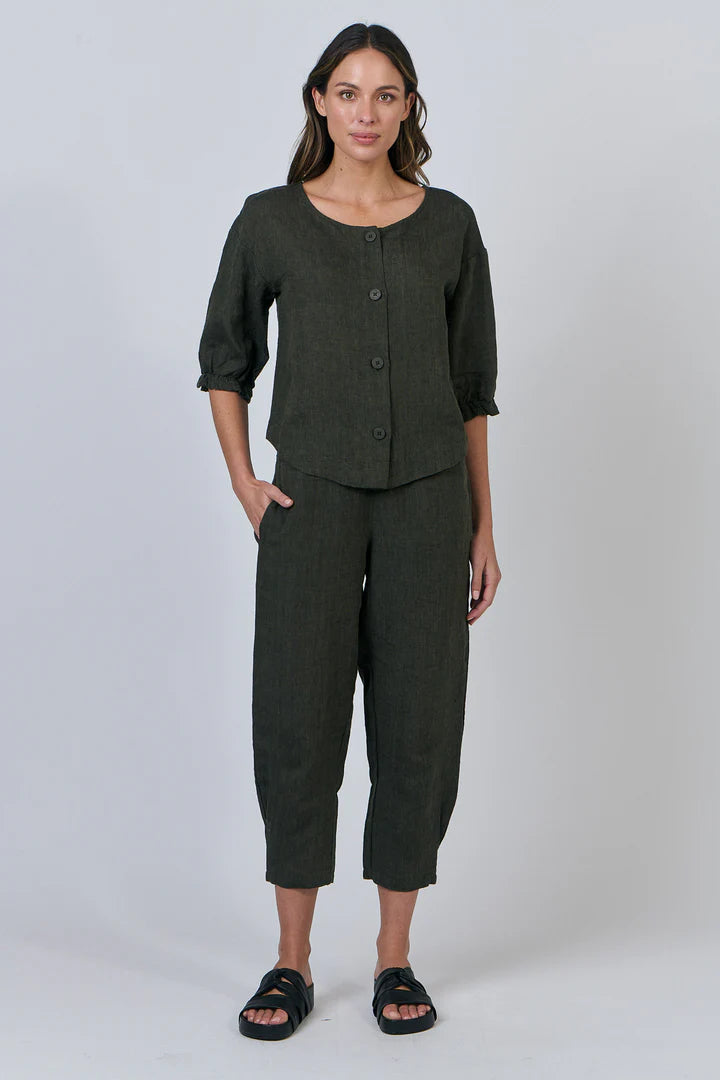 Eliza Linen Pant- Black