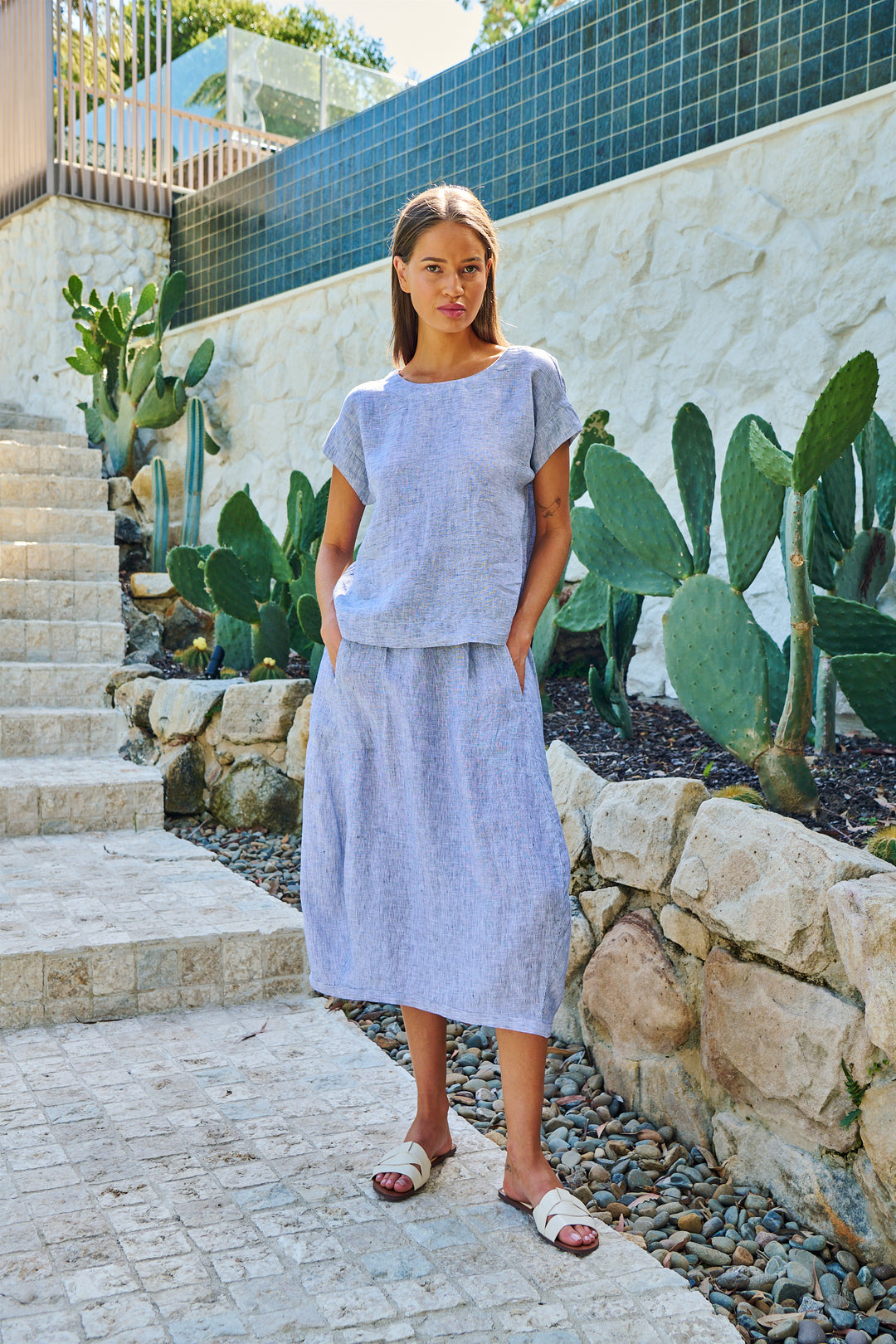 Silver Linen Skirt